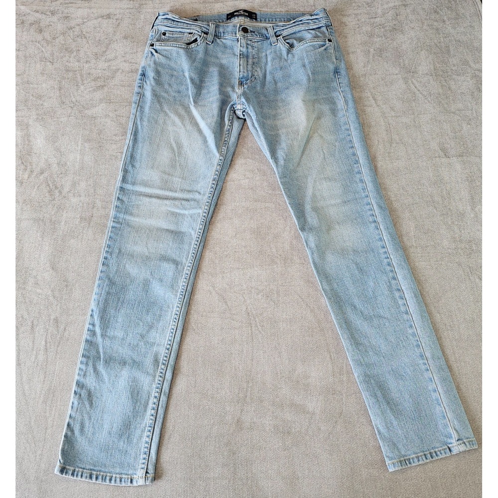 Hollister Skinny Straight Epic Flex Jeans Mens 32x32 Light Wash Blue Stretch